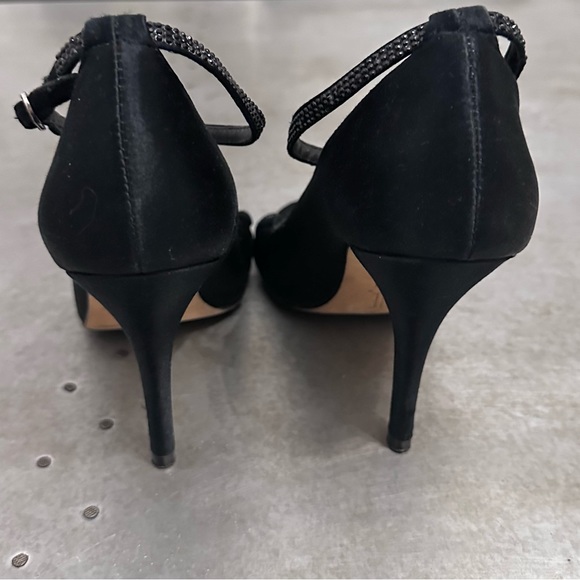 PELLE MODA BLACK SATIN HEELS W/ CRYSTALS - Picture 8 of 11